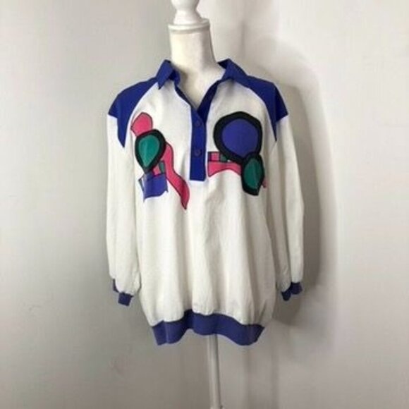 Vintage Teddi Sport Women's Pullover Sweatshirt Abstract Design Size XL 1980's - Picture 2 of 14